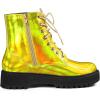 imageAllegra K Womens Round Toe Platform Lace Up Colorful Combat Ankle BootsGold Yellow