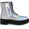 imageAllegra K Womens Round Toe Platform Lace Up Colorful Combat Ankle BootsSilver