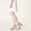 imageAllegra K Womens Round Toe Platform Tweed Chunky Heels PumpsBlack White