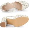 imageAllegra K Womens Round Toe Platform Tweed Chunky Heels PumpsWhite Gold