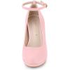 imageAllegra K Womens Round Toe Stiletto Heels Ankle Strap PumpsBling Pink