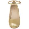 imageAllegra K Womens Round Toe Stiletto Heels Ankle Strap PumpsGold