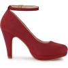 imageAllegra K Womens Round Toe Stiletto Heels Ankle Strap PumpsRed