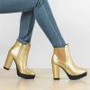 imageAllegra K Womens Round Toe Zipper Block Heel Platform Ankle BootsGold
