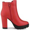 imageAllegra K Womens Round Toe Zipper Block Heel Platform Ankle BootsRed