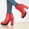 imageAllegra K Womens Round Toe Zipper Block Heel Platform Ankle BootsRed