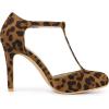 imageAllegra K Womens Rounded Toe Stiletto Heel TStrap Dress Leopard Pumps 8 M US