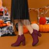 imageAllegra K Womens Ruffle Block Heel Ankle BootsBurgundy