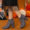 imageAllegra K Womens Ruffle Block Heel Ankle BootsGrey