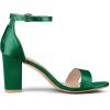 imageAllegra K Womens Satin Open Toe Ankle Strap Chunky Heels SandalsDark Green