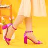 imageAllegra K Womens Satin Open Toe Ankle Strap Chunky Heels SandalsFuchsia