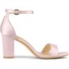 imageAllegra K Womens Satin Open Toe Ankle Strap Chunky Heels SandalsLight Pink