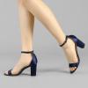 imageAllegra K Womens Satin Open Toe Ankle Strap Chunky Heels SandalsNavy Blue