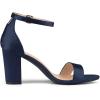 imageAllegra K Womens Satin Open Toe Ankle Strap Chunky Heels SandalsNavy Blue