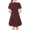 imageAllegra K Womens Short Sleeve Peter Pan Collar Cute Dress Casual Flare Skater Mini Dress Halloween CostumeBurgundy