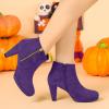 imageAllegra K Womens Side Zip Low Platform Chunky Heel Ankle BootiesDeep Purple