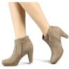 imageAllegra K Womens Side Zip Low Platform Chunky Heel Ankle BootiesNude