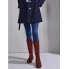 imageAllegra K Womens Slouch Round Toe Low Heel Boots Knee High BootsBurgundy