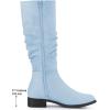 imageAllegra K Womens Slouch Round Toe Low Heel Boots Knee High BootsSky Blue