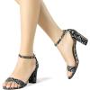 imageAllegra K Womens Snakeskin Heels Chunky Heels Ankle Strap SandalsBlack Snake