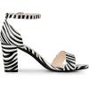 imageAllegra K Womens Snakeskin Heels Chunky Heels Ankle Strap SandalsBlack White