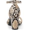 imageAllegra K Womens Snakeskin Heels Chunky Heels Ankle Strap SandalsKhaki Snake