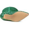 imageAllegra K Womens Sparkle Glitter Pointy Toe Stiletto Heel Knee High BootsGreen