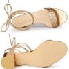 imageAllegra K Womens Sparkle Strappy Lace Up Block Heels SandalsRose Gold
