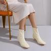 imageAllegra K Womens Square Toe Block Heels Ankle BootsCream