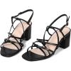imageAllegra K Womens Square Toe Knots Ankle Strap Chunky Heels SandalsBlack