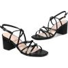 imageAllegra K Womens Square Toe Knots Ankle Strap Chunky Heels SandalsBlack