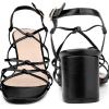 imageAllegra K Womens Square Toe Knots Ankle Strap Chunky Heels SandalsBlack