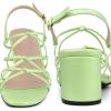 imageAllegra K Womens Square Toe Knots Ankle Strap Chunky Heels SandalsLime Green