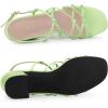 imageAllegra K Womens Square Toe Knots Ankle Strap Chunky Heels SandalsLime Green