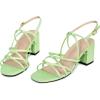 imageAllegra K Womens Square Toe Knots Ankle Strap Chunky Heels SandalsLime Green
