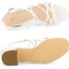 imageAllegra K Womens Square Toe Knots Ankle Strap Chunky Heels SandalsWhite