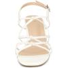 imageAllegra K Womens Square Toe Knots Ankle Strap Chunky Heels SandalsWhite