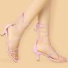 imageAllegra K Womens Strappy Kitten Heel Lace Up SandalsLight Pink