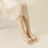 imageAllegra K Womens Strappy Pearl Strap Pleated Flat Slide Sandals