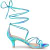 imageAllegra K Womens Strappy Tie Dye Heels Lace Up Kitten Heel SandalsGreen