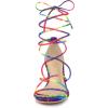 imageAllegra K Womens Strappy Tie Dye Heels Lace Up Kitten Heel SandalsPurple