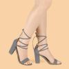 imageAllegra K Womens Tie Up Strappy Heels Chunky High Heels SandalGrey