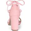 imageAllegra K Womens Tie Up Strappy Heels Chunky High Heels SandalLight Pink