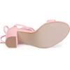imageAllegra K Womens Tie Up Strappy Heels Chunky High Heels SandalLight Pink
