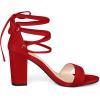imageAllegra K Womens Tie Up Strappy Heels Chunky High Heels SandalRed