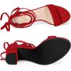 imageAllegra K Womens Tie Up Strappy Heels Chunky High Heels SandalRed