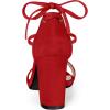 imageAllegra K Womens Tie Up Strappy Heels Chunky High Heels SandalRed