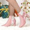 imageAllegra K Womens Tweed Plaid Heels Boot Bow Block Heels Ankle BootsPink