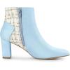 imageAllegra K Womens Tweed Plaid Heels Boot Bow Block Heels Ankle BootsSky Blue