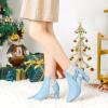 imageAllegra K Womens Tweed Plaid Heels Boot Bow Block Heels Ankle BootsSky Blue